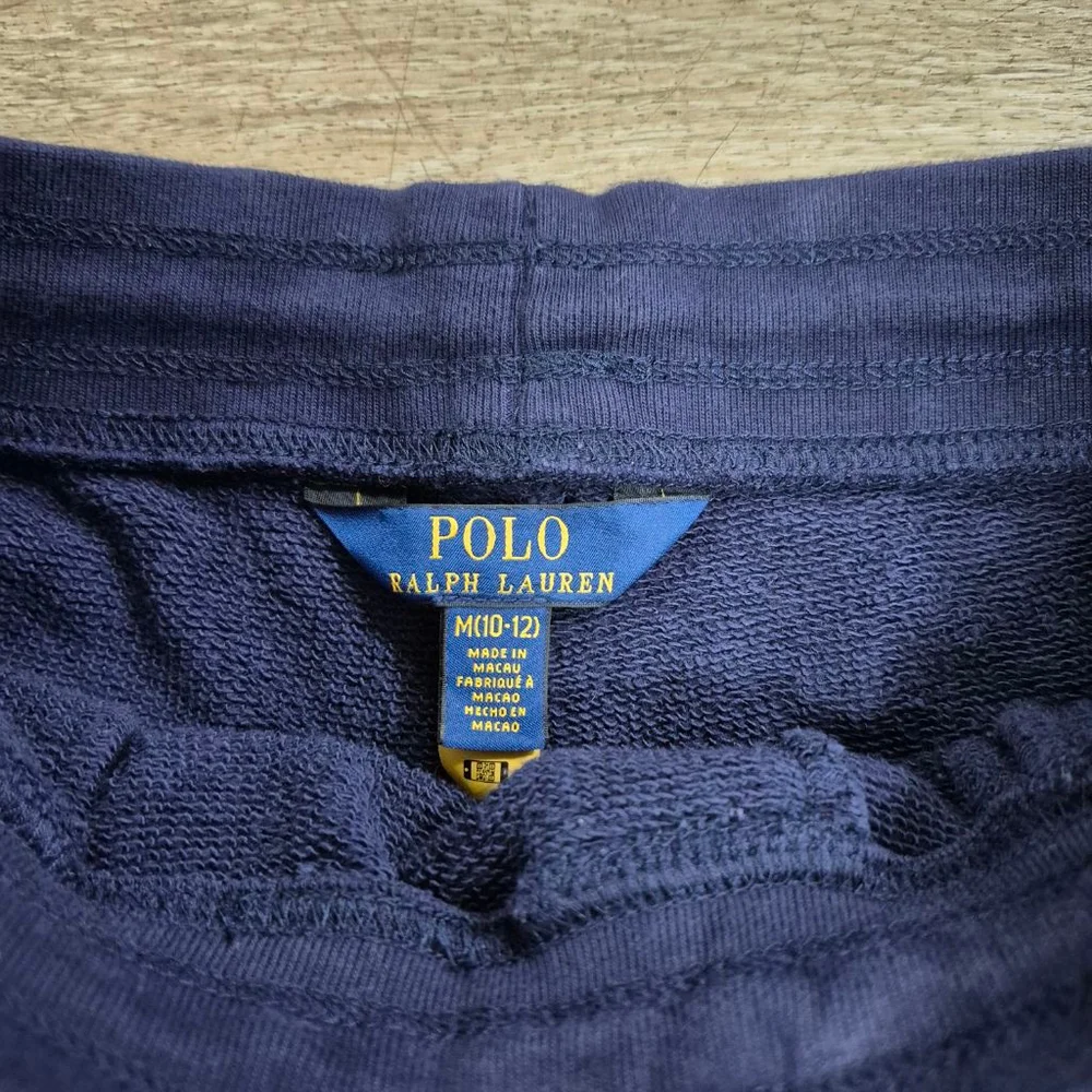 Boys Polo Ralph Lauren Navy Fleece Shorts M (10-12) with White Logo